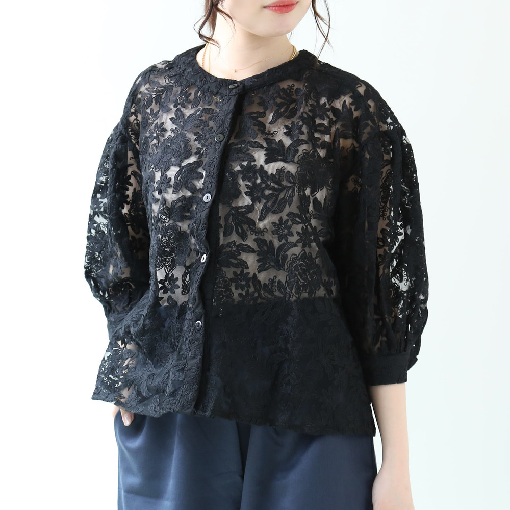 新品未使用　レストローズ　レースブラウス　レースカーディガン　サイズM Sawa a la mode ブラウス レディース トップス ホワイト 花柄