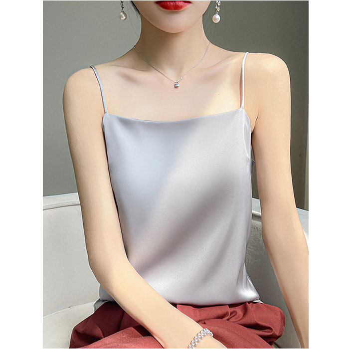 インナー キャミソール サテン 下着 肌着 トップス ノースリーブ おしゃれ きれいめ レディース アンダーウェア ゆったり 光沢感 サラサラ 保温 吸湿 インナー |  | 02