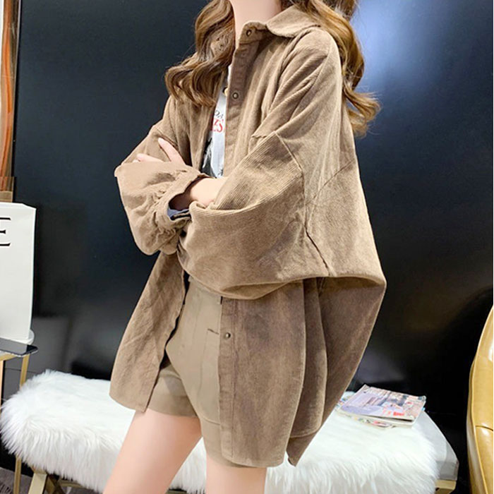 ブラウス 長袖 レディース 通販 コーデュロイブラウス シャツ オーバーサイズ 無地 トップス 羽織り カジュアルシャツ 厚手 長袖トップス おしゃれ 襟付き |  | 11