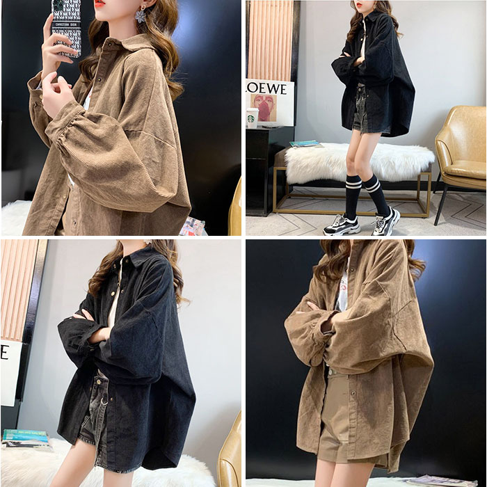 ブラウス 長袖 レディース 通販 コーデュロイブラウス シャツ オーバーサイズ 無地 トップス 羽織り カジュアルシャツ 厚手 長袖トップス おしゃれ 襟付き |  | 15