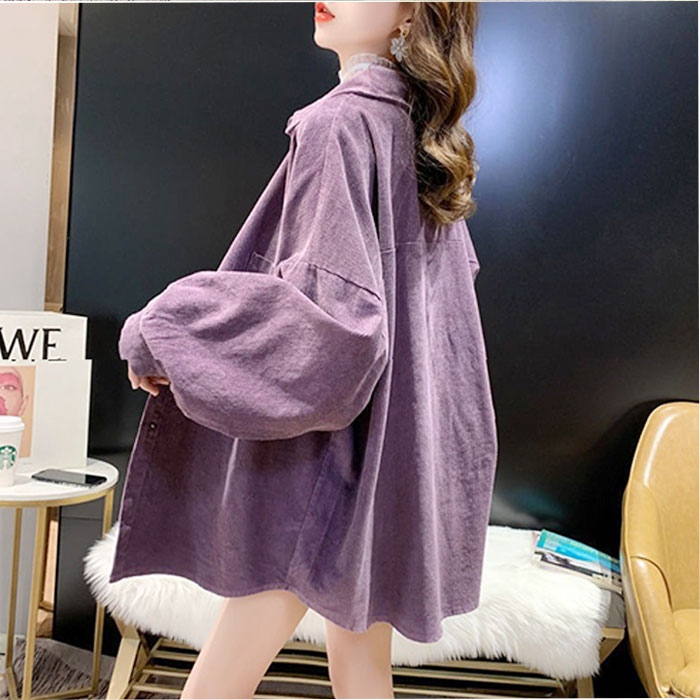 ブラウス 長袖 レディース 通販 コーデュロイブラウス シャツ オーバーサイズ 無地 トップス 羽織り カジュアルシャツ 厚手 長袖トップス おしゃれ 襟付き |  | 09