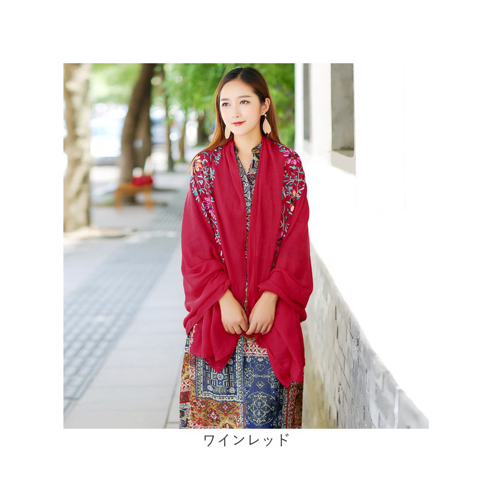 ストール 刺繍 花柄 大判 通販 刺繍ストール マフラー ショール
