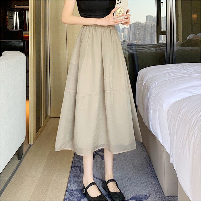 フレアスカート ミモレ丈 通販 シフォンスカート ロング スカート フレア ロングスカート ボトムス Aライン ウエストゴム 透け感 ふんわり フレアスカート |  | 03