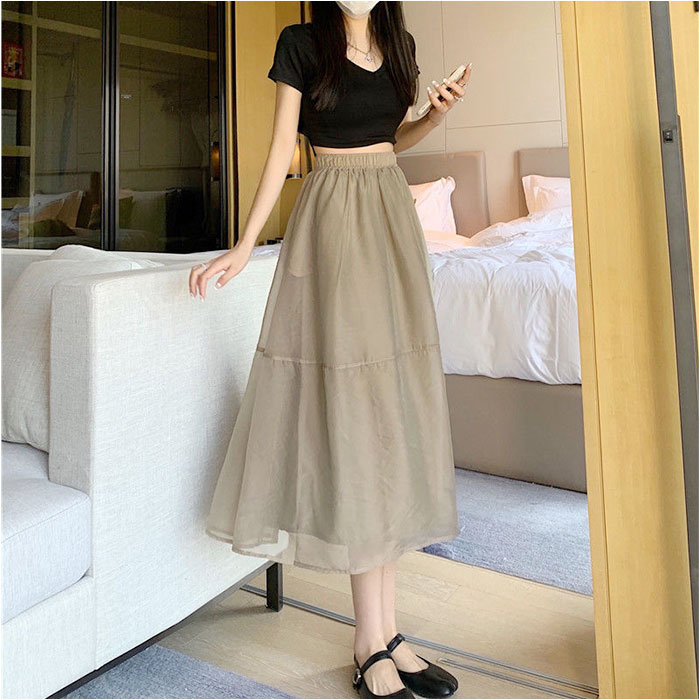 フレアスカート ミモレ丈 通販 シフォンスカート ロング スカート フレア ロングスカート ボトムス Aライン ウエストゴム 透け感 ふんわり フレアスカート |  | 04