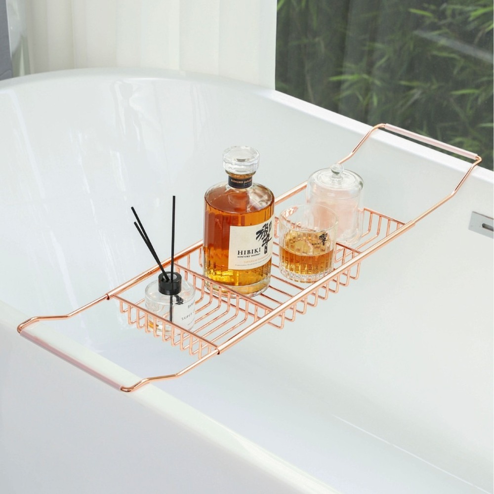 バスタブトレー 伸縮 バスラック 通販 バスタブラック 浴室用ラック バステーブル テーブル トレー ラック スライド式 浴槽 お風呂 水切り バスタブトレー |  | 03