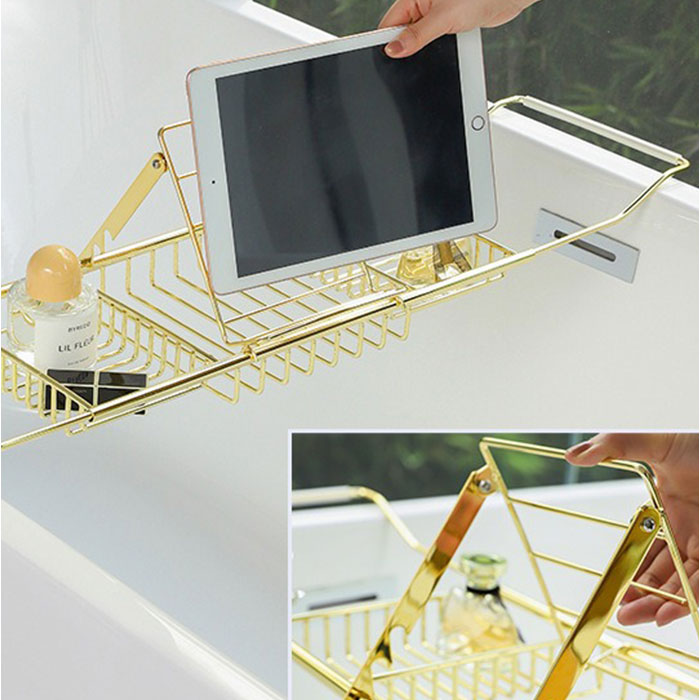 バスタブトレー 伸縮 バスラック 通販 バスタブラック 浴室用ラック バステーブル テーブル トレー ラック スライド式 浴槽 お風呂 水切り バスタブトレー |  | 13