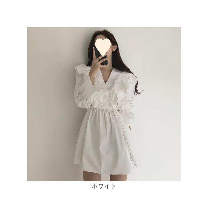 カシュクールワンピース 長袖 フリル ミニ レディース 通販 ワンピース ワンピ Aラインスカート Aライン クロスオーバ カシュクール カシュクールワンピース |  | 11