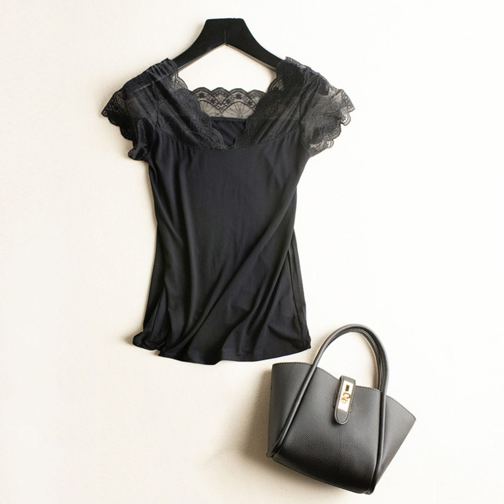 レース インナー 半袖 通販 タンクトップ 肌着 下着 レディース フレンチスリーブ Vネック レイヤード 重ね着 トップス 透け シアー 2way 伸縮性 レース | BACKYARD FAMILY | 01