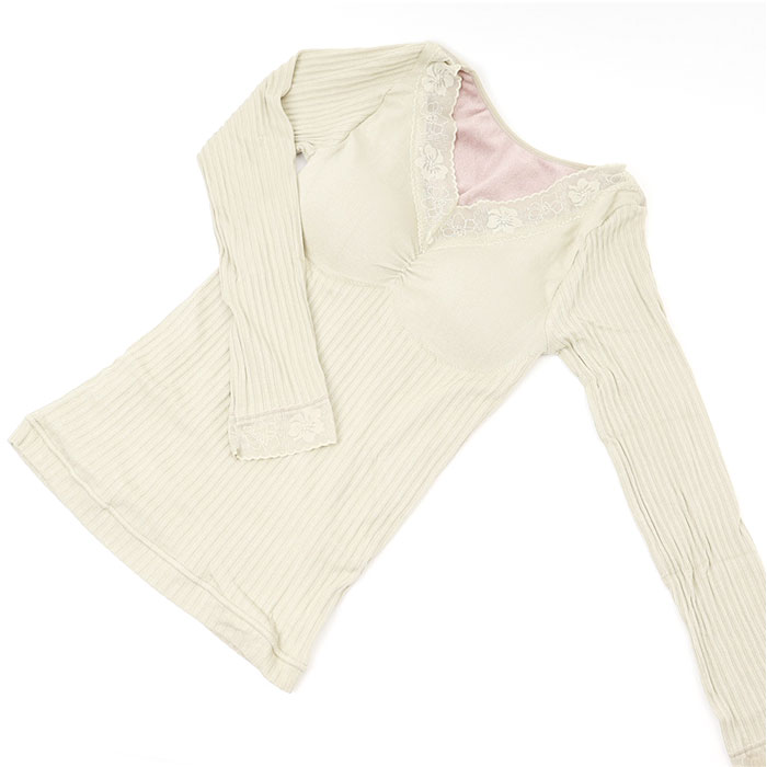 カップインインナー 長袖 レディース 通販 防寒着 カップイン シャツ 肌着 インナー 婦人下着 下着 普段着 トップス カップ付き パット付き  カップインインナー |  | 09