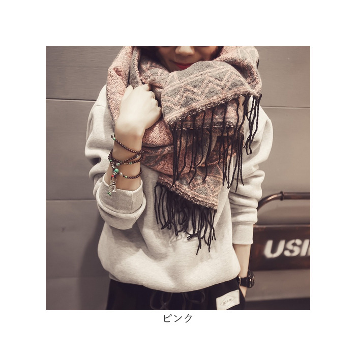 ストール マフラー 幾何学模様 通販 大判ショール レディース ひざ掛け