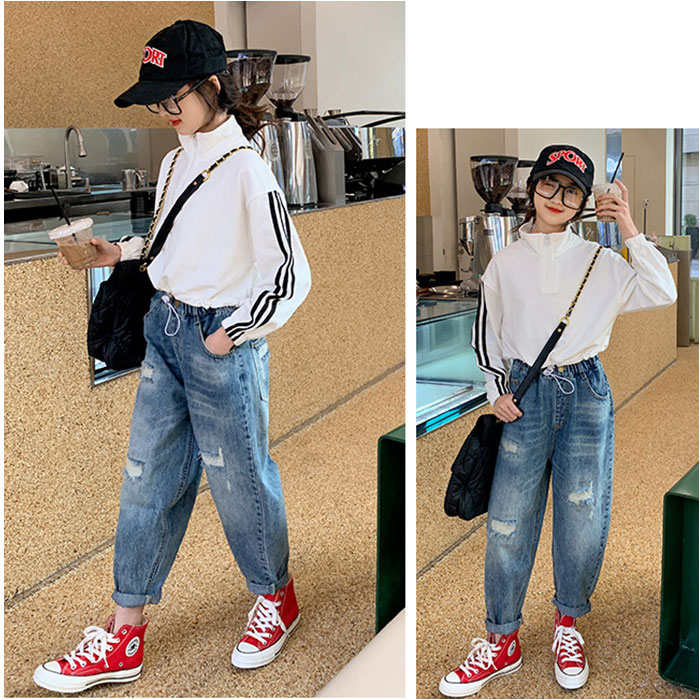 デニムパンツ キッズ 女の子 通販 テーパードパンツ ジーパン ジーンズ 長ズボン ズボン パンツ 子供服 動きやすい 楽ちん デニム ウエストゴム デニムパンツ |  | 07