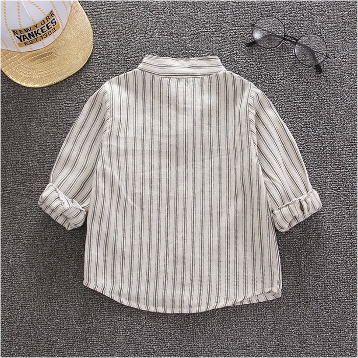 シャツ 長袖 ストライプ 通販 キッズシャツ 長袖シャツ ボタンシャツ 前開き スタンドカラー 子供服 子ども服 こども服 ストライプ柄 子供 子ども こども シャツ |  | 07