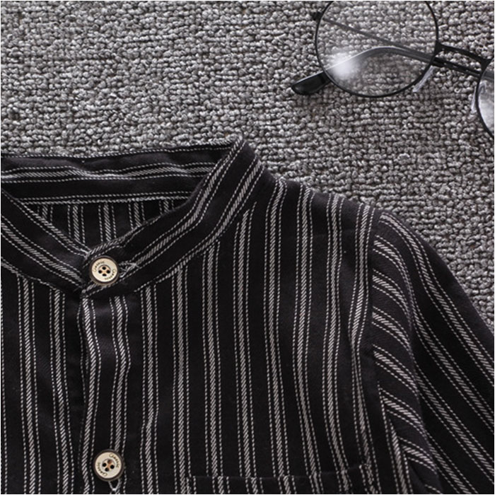 シャツ 長袖 ストライプ 通販 キッズシャツ 長袖シャツ ボタンシャツ 前開き スタンドカラー 子供服 子ども服 こども服 ストライプ柄 子供 子ども こども シャツ |  | 08