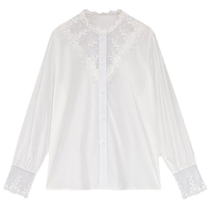 レディース ブラウス おしゃれ 通販 レディースブラウス トップス レース切り替えブラウス 長袖ブラウス お洒落 かわいい シンプル 長袖 カジュアル レディース | BACKYARD FAMILY | 09