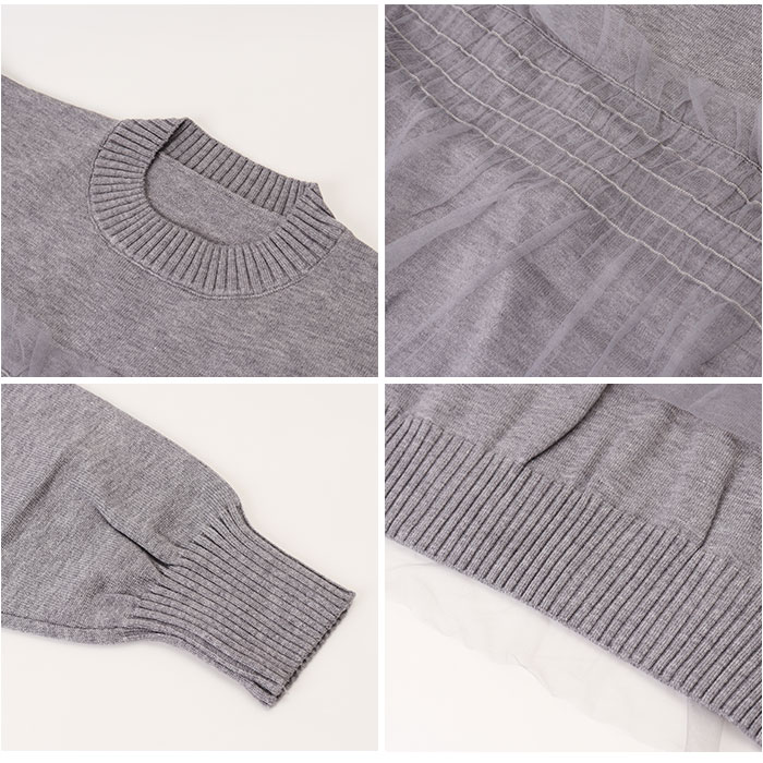 チュールニット レディース 長袖 通販 ニット セーター ニットセーター プルオーバー トップス 冬 秋冬 春秋 チュール フリル かわいい きれいめ チュールニット |  | 12