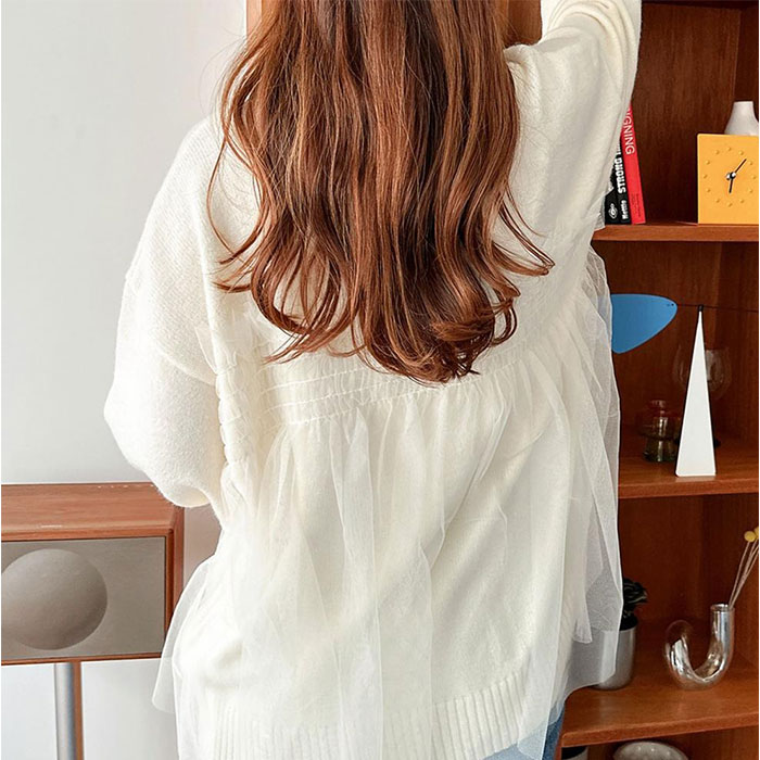 チュールニット レディース 長袖 通販 ニット セーター ニットセーター プルオーバー トップス 冬 秋冬 春秋 チュール フリル かわいい きれいめ チュールニット |  | 03