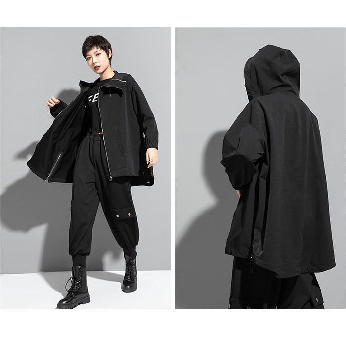 パーカー ブルゾン レディース 通販 ジャケット 羽織り 羽織 ライトアウター 斜め ジップ 長袖 アシンメトリー スタンドカラー 立ち襟 衿 襟 伸縮性 パーカー |  | 07