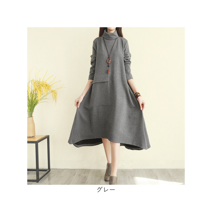 ワンピース レディース ニット きれいめ 通販 ワンピ 長袖 ロング ロング丈 体型カバー 無地 着回し シンプル カジュアル 秋 春 冬 エレガント ワンピース | BACKYARD FAMILY | 14