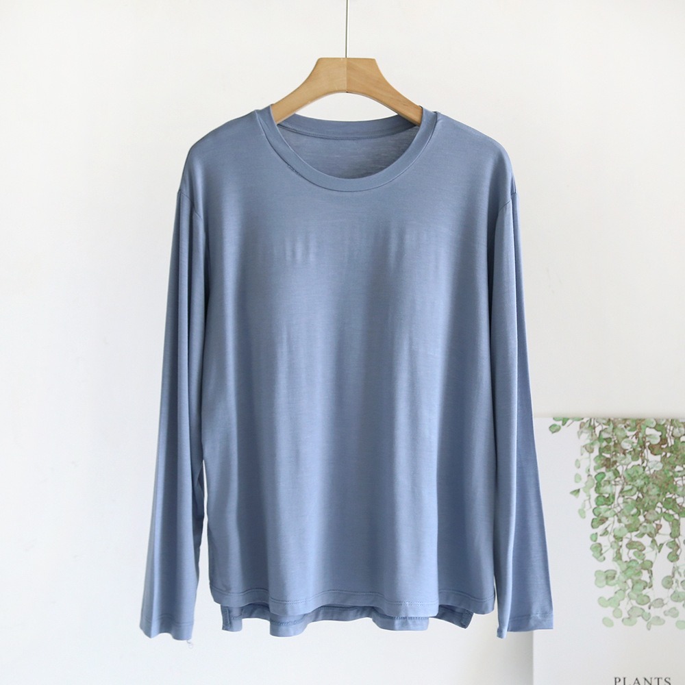 Tシャツ レディース パット付 通販 長袖 ロンT カップ付き 長袖Tシャツ ルームウェア 部屋着 インナー ラウンドネック トップス 長袖インナー きれいめ | BACKYARD FAMILY | 01