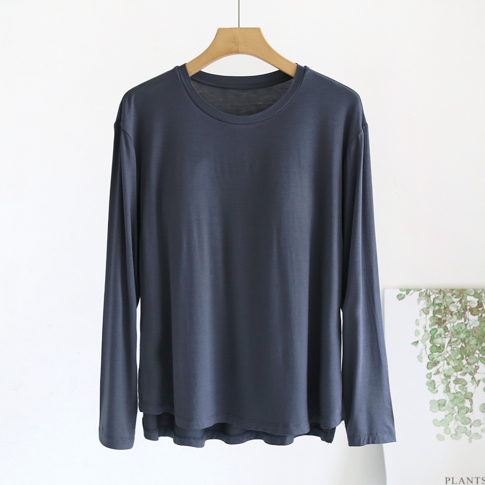 Tシャツ レディース パット付 通販 長袖 ロンT カップ付き 長袖Tシャツ ルームウェア 部屋着 インナー ラウンドネック トップス 長袖インナー きれいめ | BACKYARD FAMILY | 02