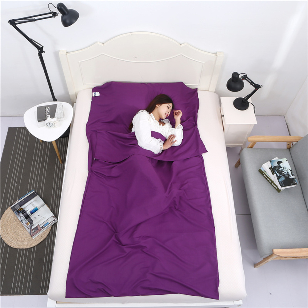 寝袋 インナーシュラフ 旅行 通販 インナーシーツ トラベルシーツ インナー シュラフ 収納袋付き 折り畳み 持ち運び コンパクト 携帯 封筒型 枕カバー付き 寝袋 | ブランド登録なし | 02