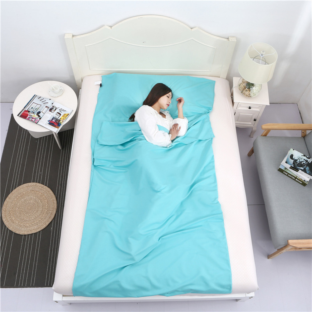 寝袋 インナーシュラフ 旅行 通販 インナーシーツ トラベルシーツ インナー シュラフ 収納袋付き 折り畳み 持ち運び コンパクト 携帯 封筒型 枕カバー付き 寝袋 | ブランド登録なし | 01