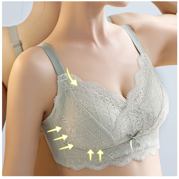 ブラジャー ワイヤレスブラジャー 胸を小さく見せる ノンワイヤー ブラ ノンワイヤーブラ 下着 アンダーウェア 柔らかい やわらかい リボン レース  ブラジャー | BACKYARD FAMILY | 05