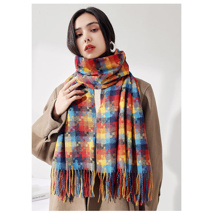 マフラー チェック柄 通販 ストール スカーフ あたたかい 暖かい レディース メンズ 男女兼用 ユニセックス チェック 柄 秋 冬 贈り物 ギフト おしゃれ マフラー |  | 07