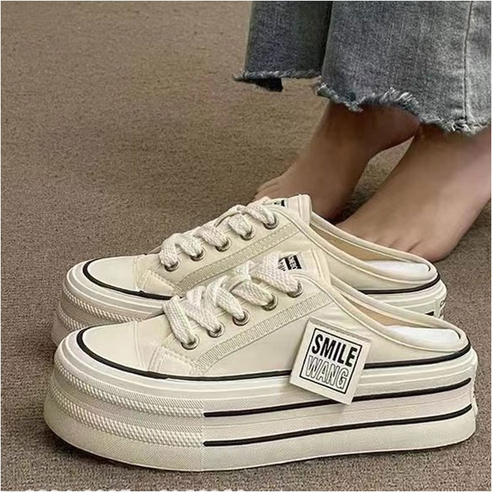 キャンバスシューズ 厚底 レディース 通販 かかとなし スニーカー 厚底スニーカー シューズ スリッポン 靴 サンダル おしゃれ 室内 仕事履き キャンバスシューズ | BACKYARD FAMILY | 04