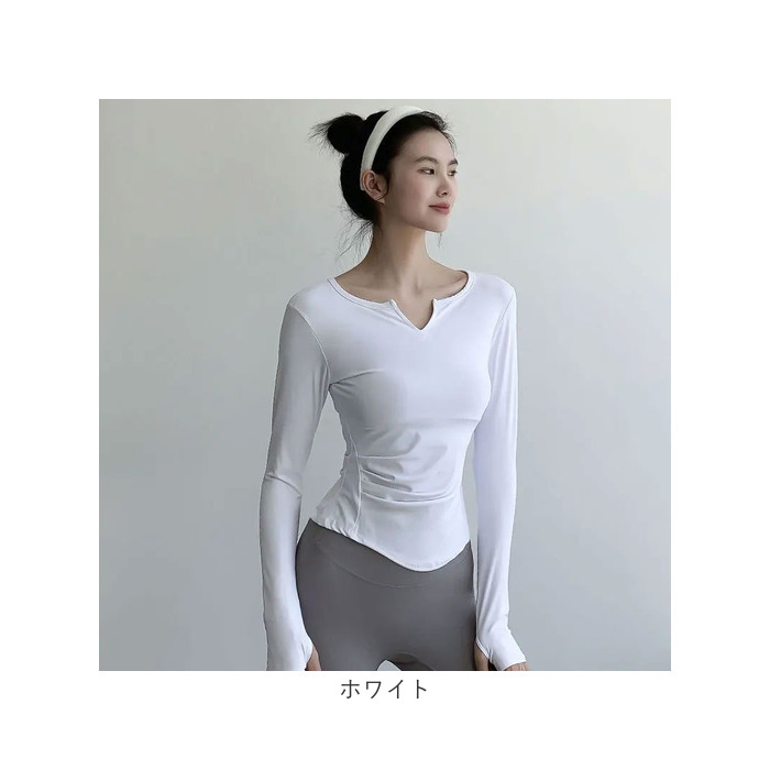 ヨガウェア トップス 通販 ヨガトップス 長袖 ヨガ ウェア キーネック tシャツ ロンt レディース ロングTシャツ 長袖Tシャツ ピラティスウェア ヨガウェア | BACKYARD FAMILY | 18