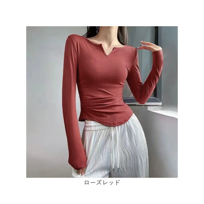ヨガウェア トップス 通販 ヨガトップス 長袖 ヨガ ウェア キーネック tシャツ ロンt レディース ロングTシャツ 長袖Tシャツ ピラティスウェア ヨガウェア | BACKYARD FAMILY | 20