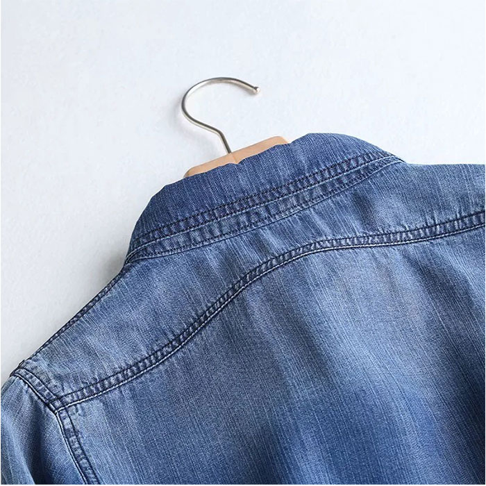 デニムシャツ レディース 通販 シャツ おしゃれ デニム トップス 長袖 カジュアル 襟付き カジュアルシャツ 春 秋 ダンガリーシャツ 無地 ブルー シンプル |  | 10