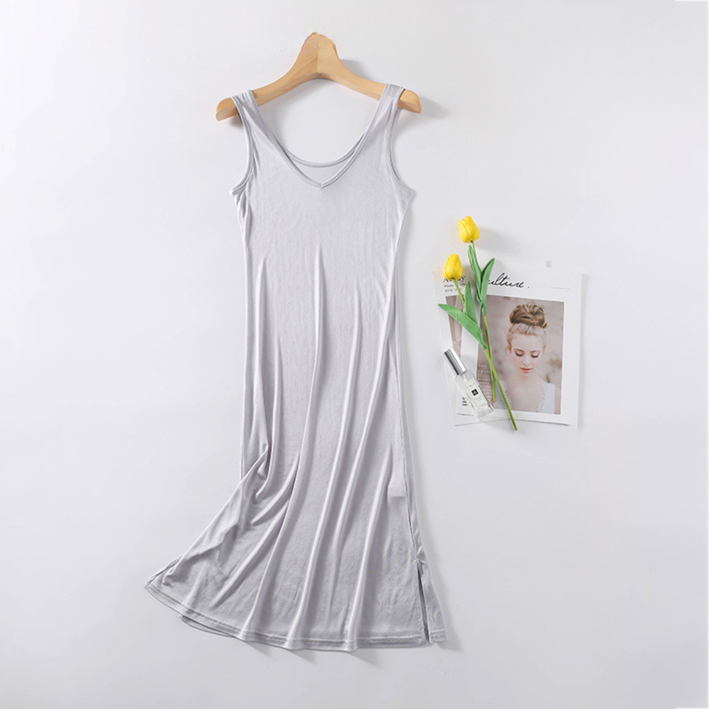 タンクトップ ワンピース インナー スリップ 通販 タンクトップワンピース インナードレス 肌着 部屋着 下着 ペチコート シルク ロング丈 ロング タンクトップ | BACKYARD FAMILY | 04