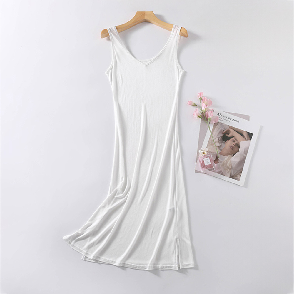 タンクトップ ワンピース インナー スリップ 通販 タンクトップワンピース インナードレス 肌着 部屋着 下着 ペチコート シルク ロング丈 ロング タンクトップ | BACKYARD FAMILY | 01