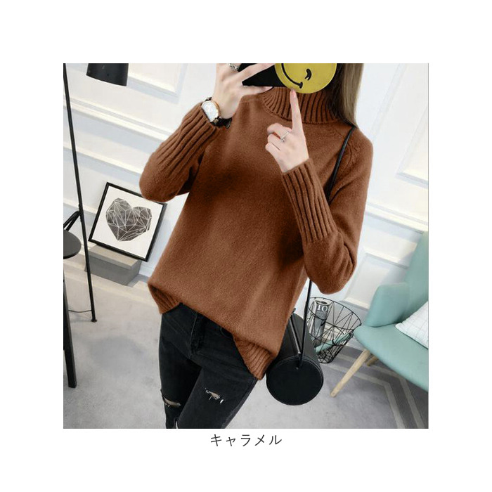 ハイネック ニット レディース 通販 タートルネック 長袖 セーター リブニット タートル ニットセーター オシャレ おしゃれ 上品 きれいめ トップス  ハイネック |  | 17