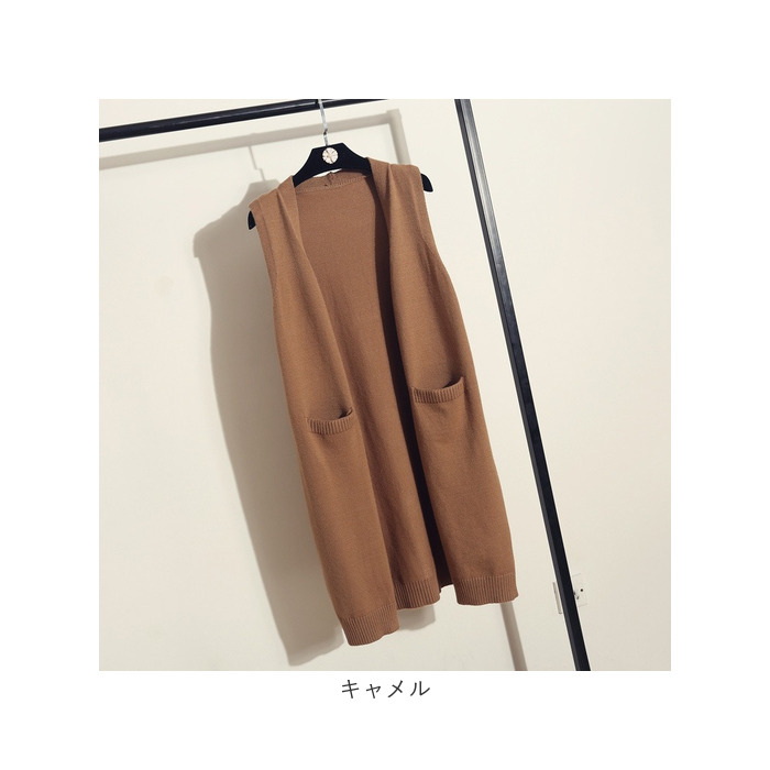 ロング ジレ レディース ニット 通販 ニットベスト ベスト チョッキ ウェストコート ロング丈 ノースリーブ はおりもの 羽織り 体型カバー 秋 冬 秋冬 春 ロング |  | 11