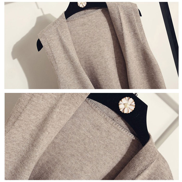 ロング ジレ レディース ニット 通販 ニットベスト ベスト チョッキ ウェストコート ロング丈 ノースリーブ はおりもの 羽織り 体型カバー 秋 冬 秋冬 春 ロング |  | 07