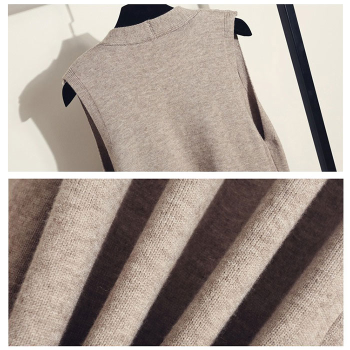 ロング ジレ レディース ニット 通販 ニットベスト ベスト チョッキ ウェストコート ロング丈 ノースリーブ はおりもの 羽織り 体型カバー 秋 冬 秋冬 春 ロング |  | 08