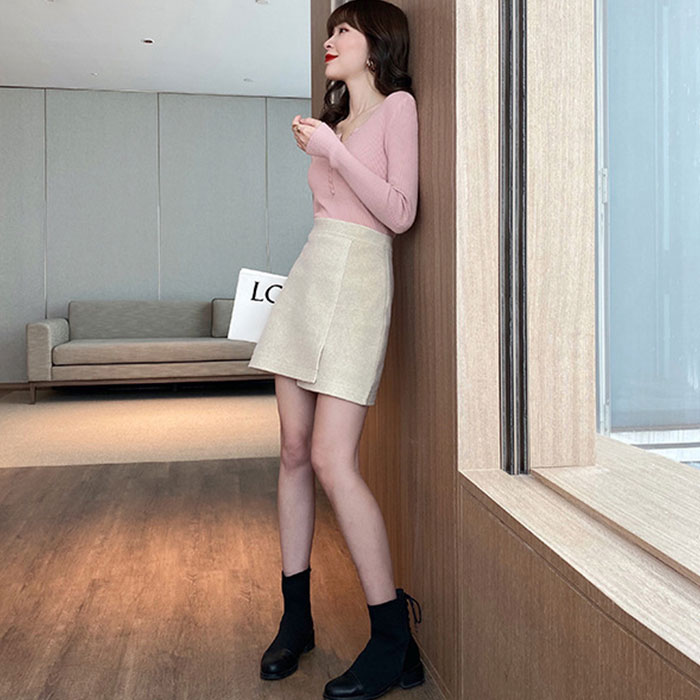 インナーニット トップス 通販 長袖ニット レディース 薄手 Vネック リブニット ニット 長袖 きれいめ レイヤード フロントボタン シンプル 無地 インナーニット |  | 09