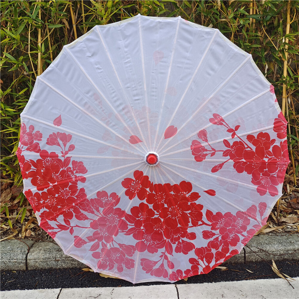 舞踊傘 赤白 花模様 直径約80cm BACKYARD FAMILY（バックヤードファミリー） 和傘 撮影用 和風 通販 紙