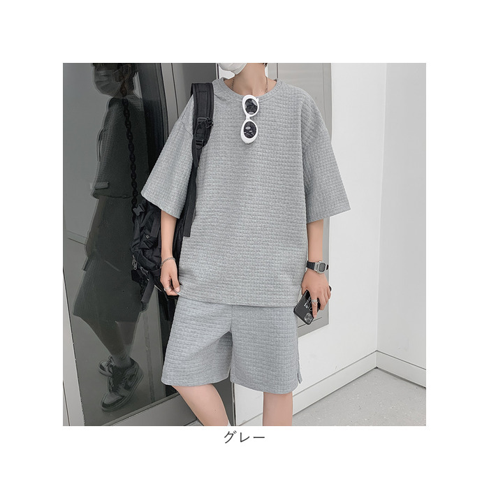 メンズ セットアップ ジャージ 通販 上下セット 夏用 五分袖 Tシャツ トップス ハーフパンツ 普段着 ルームウェア ズボン 春夏 半袖Tシャツ 半袖 部屋着 メンズ | BACKYARD FAMILY | 18
