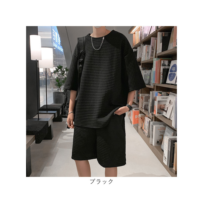 メンズ セットアップ ジャージ 通販 上下セット 夏用 五分袖 Tシャツ トップス ハーフパンツ 普段着 ルームウェア ズボン 春夏 半袖Tシャツ 半袖 部屋着 メンズ | BACKYARD FAMILY | 19