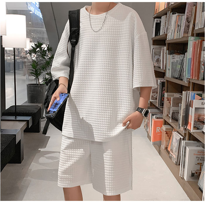 メンズ セットアップ ジャージ 通販 上下セット 夏用 五分袖 Tシャツ トップス ハーフパンツ 普段着 ルームウェア ズボン 春夏 半袖Tシャツ 半袖 部屋着 メンズ | BACKYARD FAMILY | 06
