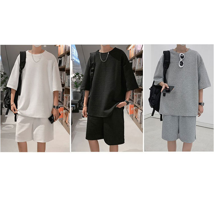 メンズ セットアップ ジャージ 通販 上下セット 夏用 五分袖 Tシャツ トップス ハーフパンツ 普段着 ルームウェア ズボン 春夏 半袖Tシャツ 半袖 部屋着 メンズ | BACKYARD FAMILY | 12