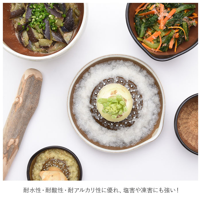 もとしげ 通販もとしげ すり鉢 中 器 おろし器 石見焼 元重 元重製陶所 職人 手作業 使いやすい 耐久性 食材 飛び出しにくい グラグラしない 安定 底 シリコン 関連画像3
