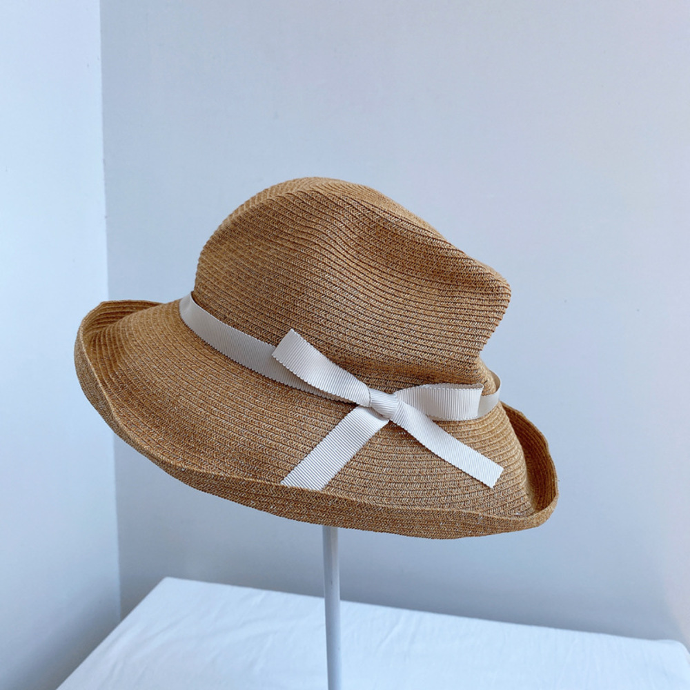 帽子 通販帽子 レディース 麦わら 折りたたみ 麦わら帽子 日よけ帽子 春夏 つば広 ストローハット ペーパーハット 麦わらハット あごひも あご紐付き 夏 春 帽子 | ブランド登録なし | 02