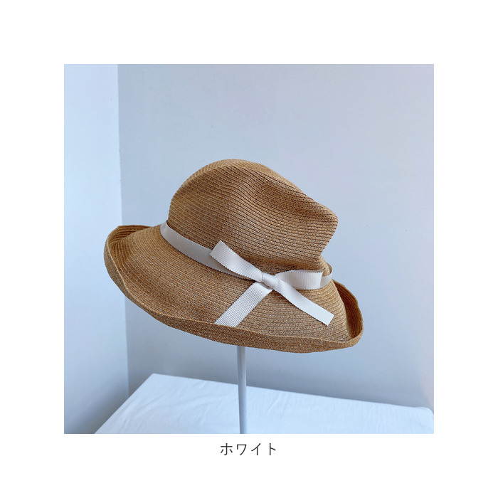 帽子 通販帽子 レディース 麦わら 折りたたみ 麦わら帽子 日よけ帽子 春夏 つば広 ストローハット ペーパーハット 麦わらハット あごひも あご紐付き 夏 春 帽子 | ブランド登録なし | 14