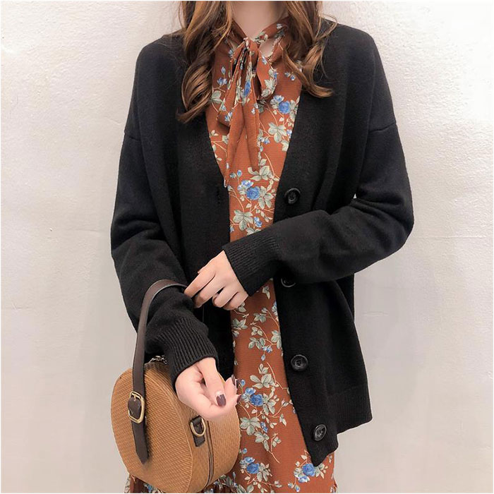 カーディガン レディース 秋冬 通販 ニットカーディガン 羽織り アウター カーデガン 前開き 長袖 Vネック ゆったり リブ袖 リブ裾 ボタン 防寒 カーディガン |  | 04