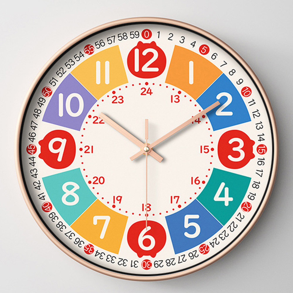 知育時計 静か 時計 アナログ 静音 通販 壁掛け 掛け時計 壁掛け時計 学習時計 アナログ時計 知育玩具 カラフル 大文字 時間管理 学習 キッズ 子供用 知育時計 | BACKYARD FAMILY | 07