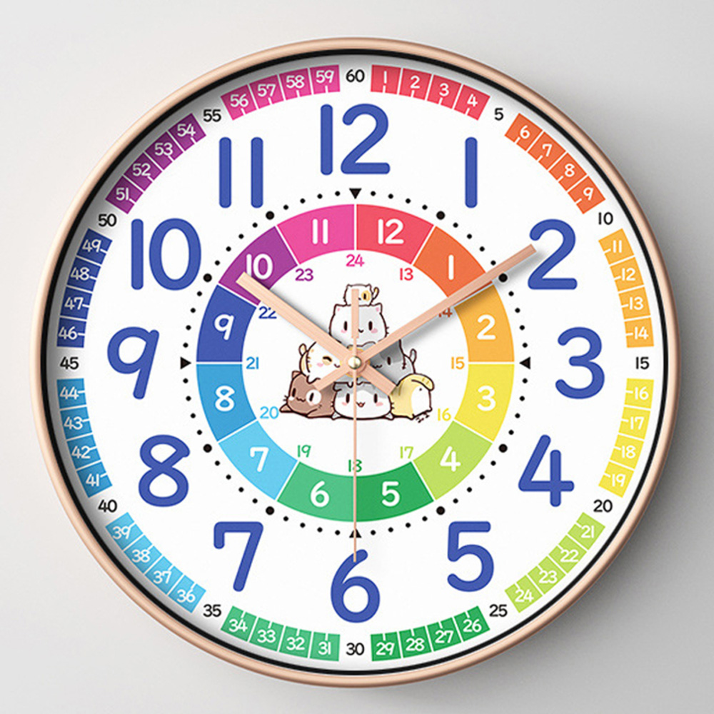 知育時計 静か 時計 アナログ 静音 通販 壁掛け 掛け時計 壁掛け時計 学習時計 アナログ時計 知育玩具 カラフル 大文字 時間管理 学習 キッズ 子供用 知育時計 | BACKYARD FAMILY | 10